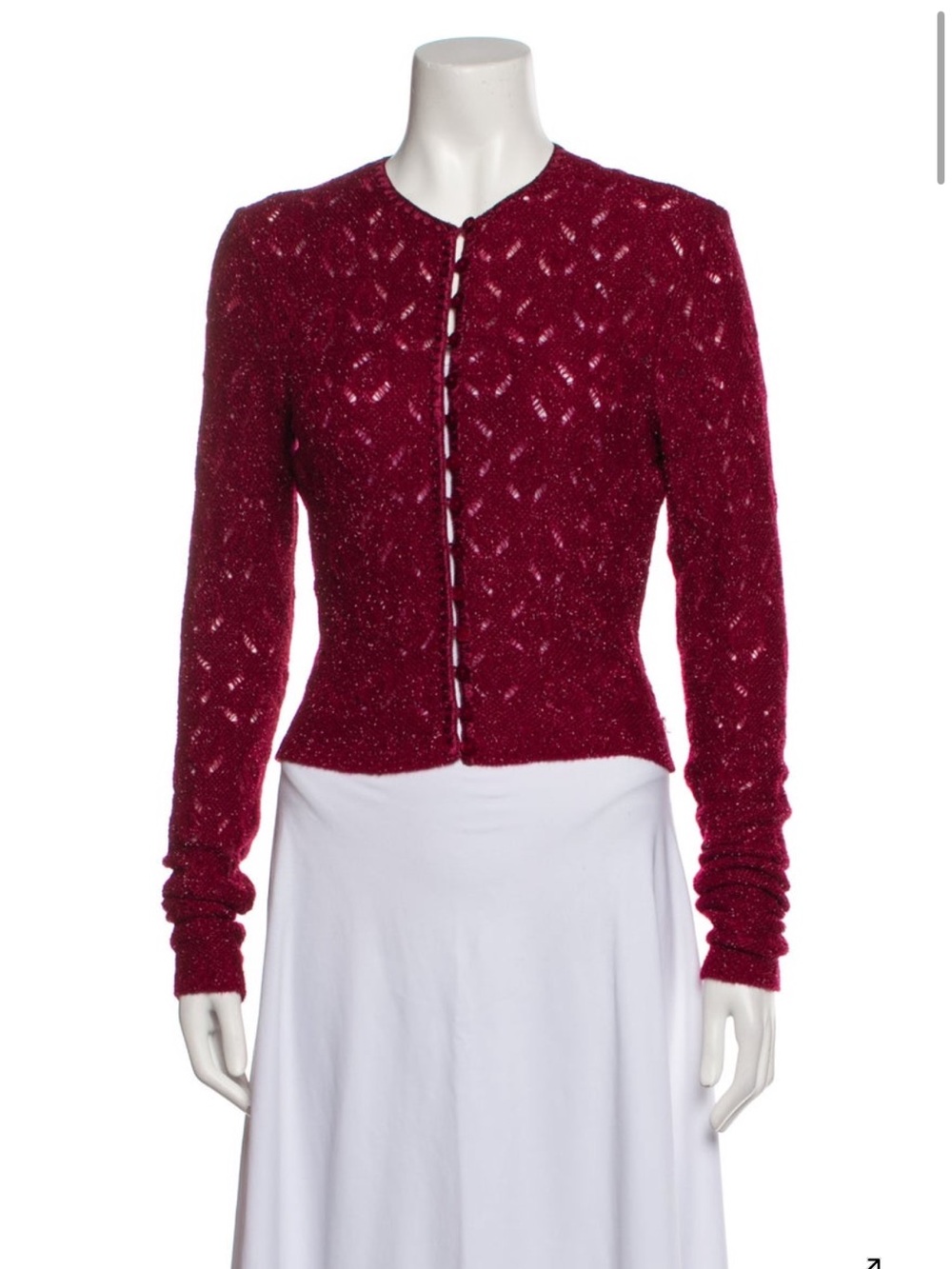 John Galliano Red Knit Button-Front Cardigan